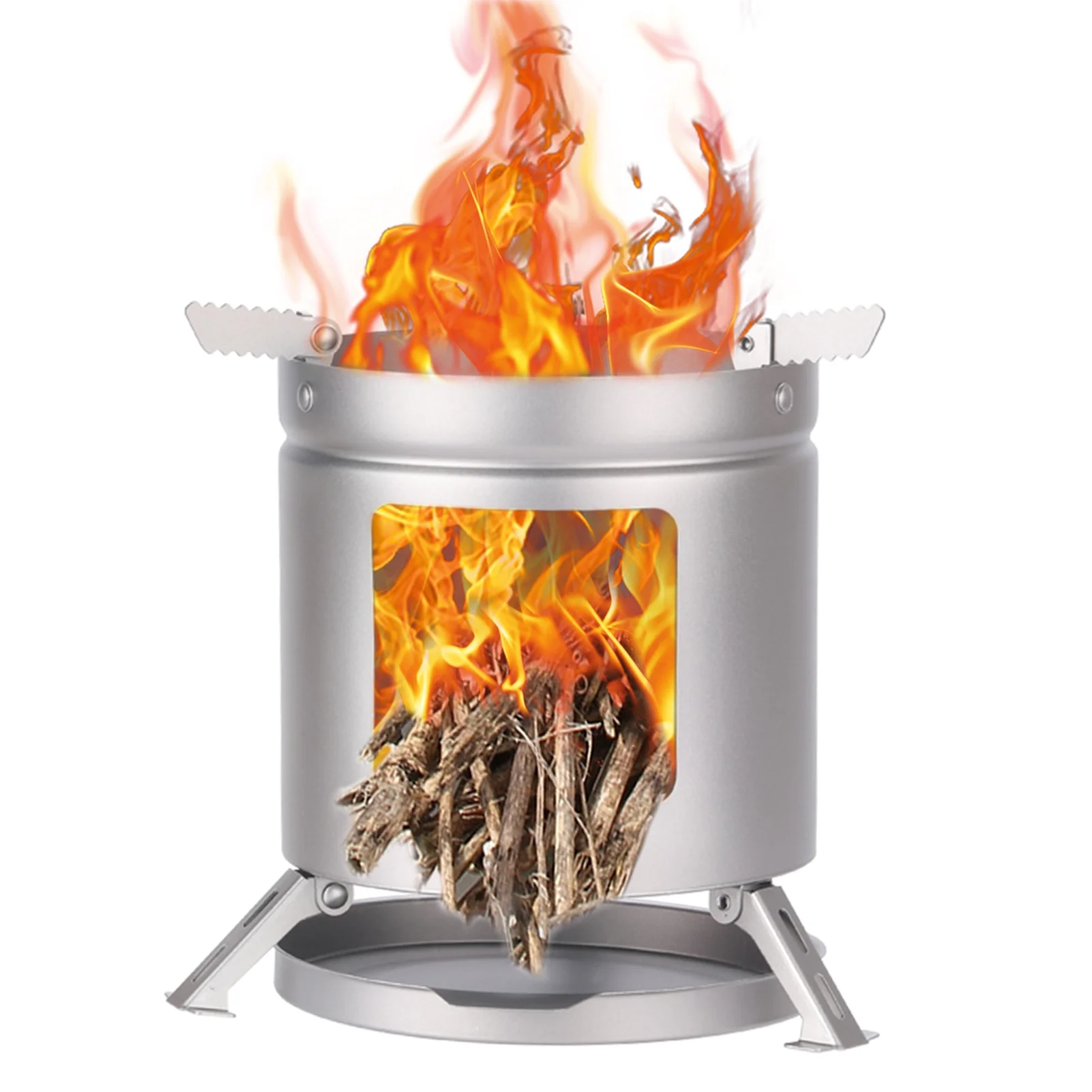 LIXADA  Tiatanium Camping Stove Ultralight Outdoor Folding Stove Wood Burning Stove Camping Pot Holder BBQ Firewood Bracket for Camping Backpacking Picnic Fishing Hiking