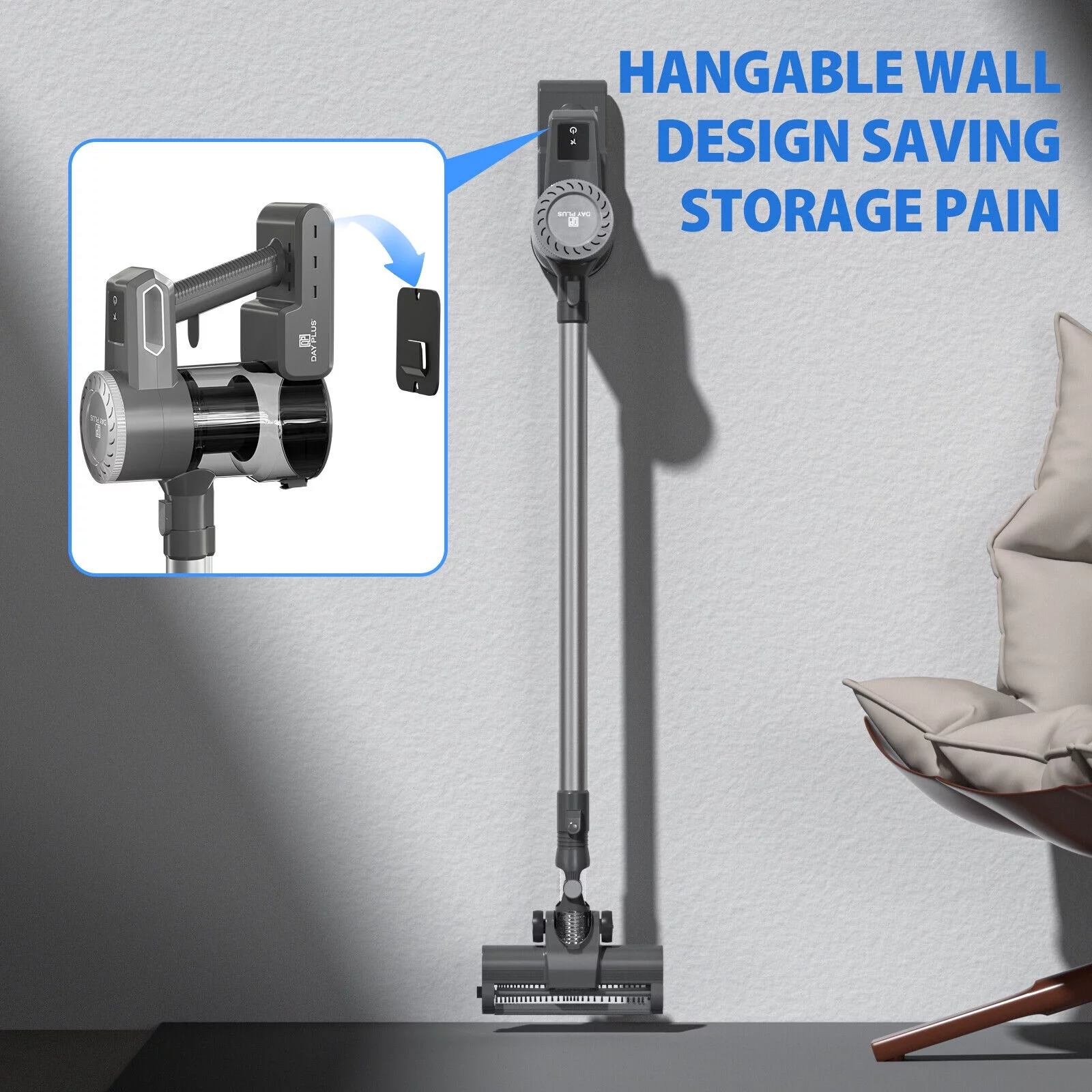 Bowoshen Cordless Stick Vacuum Cleaner with LED Light for Pet Hair Car Pet Hard Wood Floor and 2000mAh Rechargeable Battery