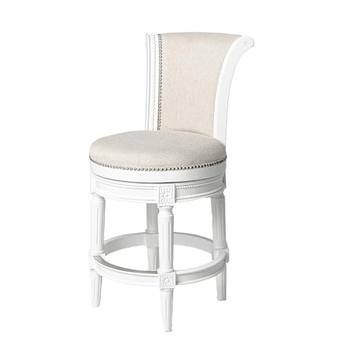 Maven Lane Pullman 31 Inch Tall Bar Height Upholstered Barstool with Back in Reclaimed Oak Finish with Ash Grey Fabric Cushion Seat