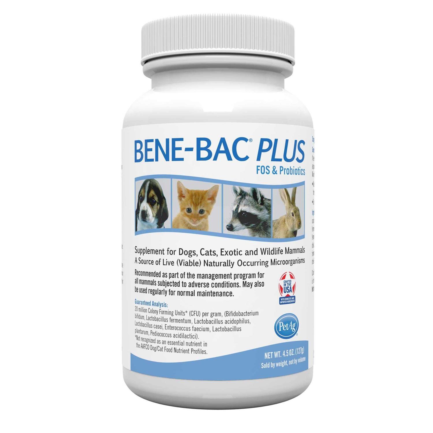 PetAg Bene-Bac Plus Powder Fos Prebiotic and Probiotic for Dogs, Cats, Exotic and Wildlife Mammals - Pet Supplies online store