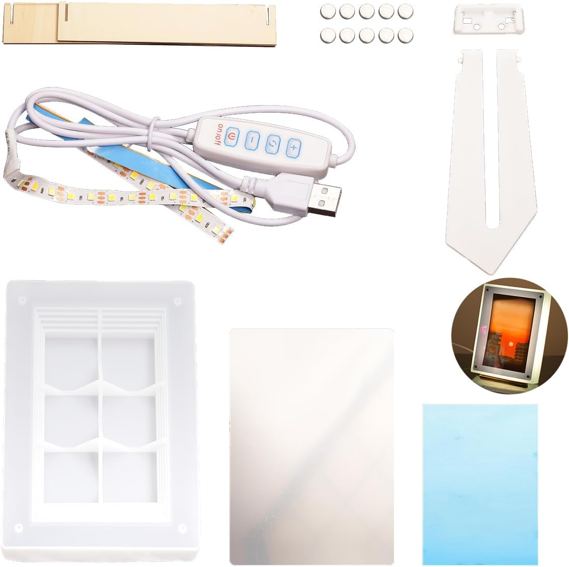 BOSOIRSOU 19 pcs Luminous Photo Frame Resin Casting Mold Set, Rectangle Picture Frame Silicone Molds Epoxy Resin Mould Personalized Photo Mold for DIY Crafts Home Table Crafts Decor Handmade Gifts