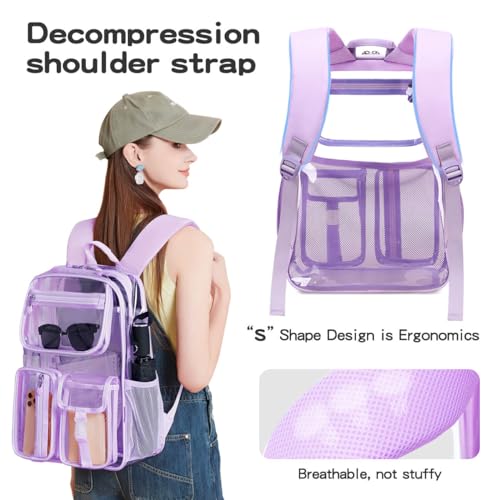 Heavy Duty Clear Backpack Clear BookBag,16 x11 x5inch TPU Large Capacity See Through Backpack for Sport Events,Travel (Black)