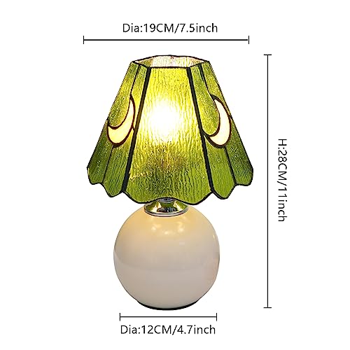 Mushroom Lamp Stained Glass Lamp Moon lamp Bedside Table Lamp Night Lamps Tiffany lamp Cute Small Nightstand Desk lamp for Home Decor Study Living Bedroom Gift, Included E26 Bulb (W-1067)