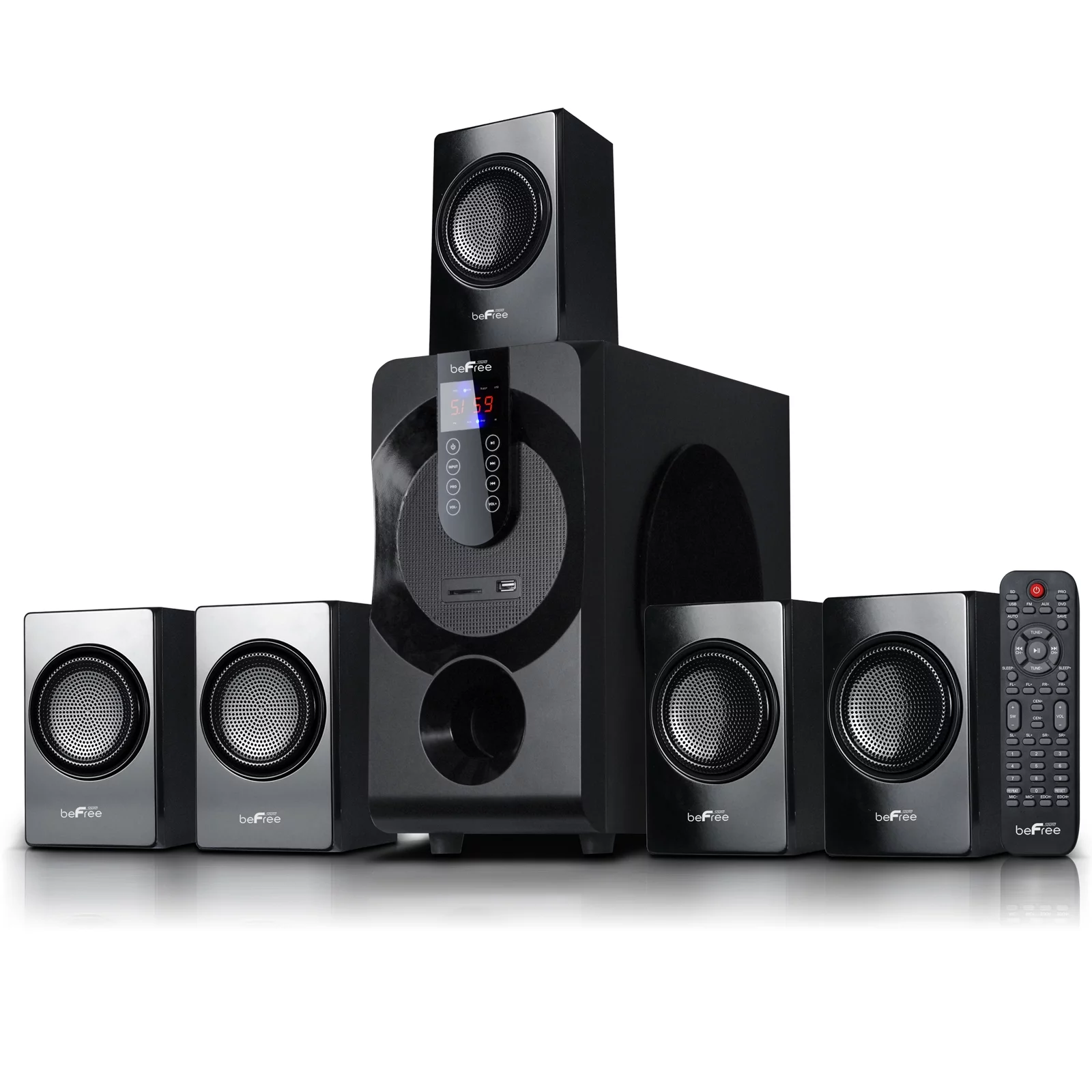 beFree Sound BFS-460 5.1 Channel Surround Sound Bluetooth Speaker System in Black