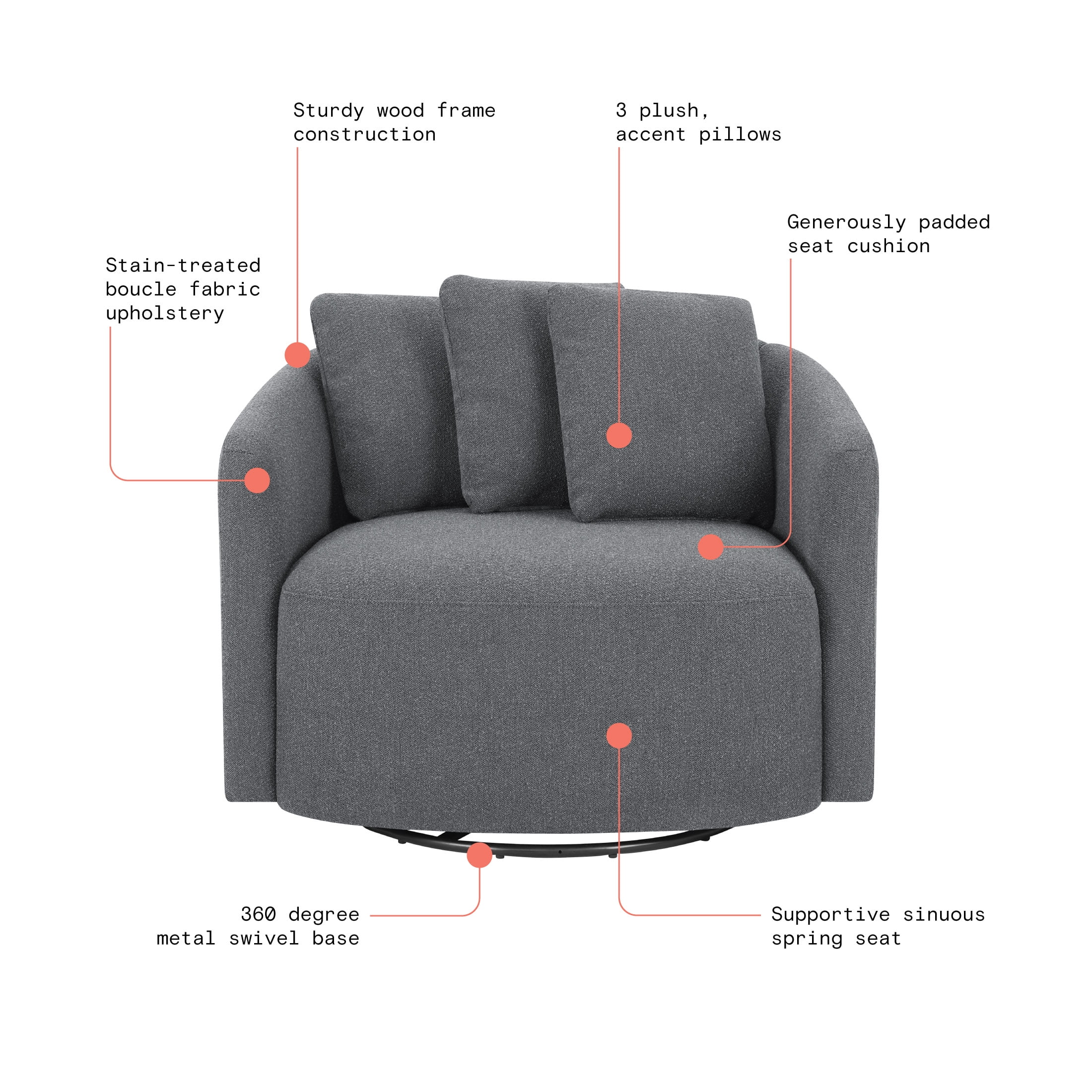 Beautiful Drew Chair by Drew Barrymore, Charcoal