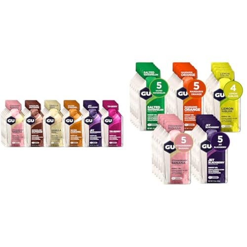 GU Energy Original Sports Nutrition Energy Gel, 24-Count, Assorted Flavors & Original Sports Nutrition Energy Gel, 24-Count, Assorted Fruity Flavors