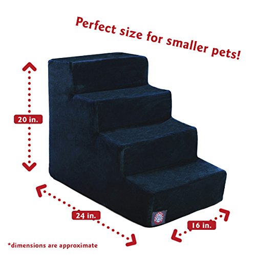 Majestic Pet 3 Step Suede Portable Dog Stairs for Small Dogs to get on Bed Supports 25 lbs or Less – Dog Steps for High Bed with Machine Washable Cover – Pet Stairs for Cats Chocolate Brown