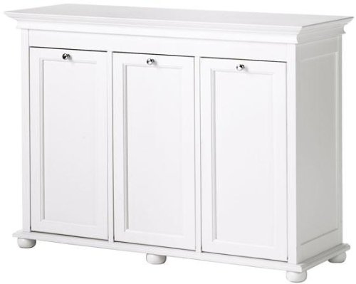 Hampton Bay 37 Inch White Triple Tilt Out Bathroom Hamper, 27