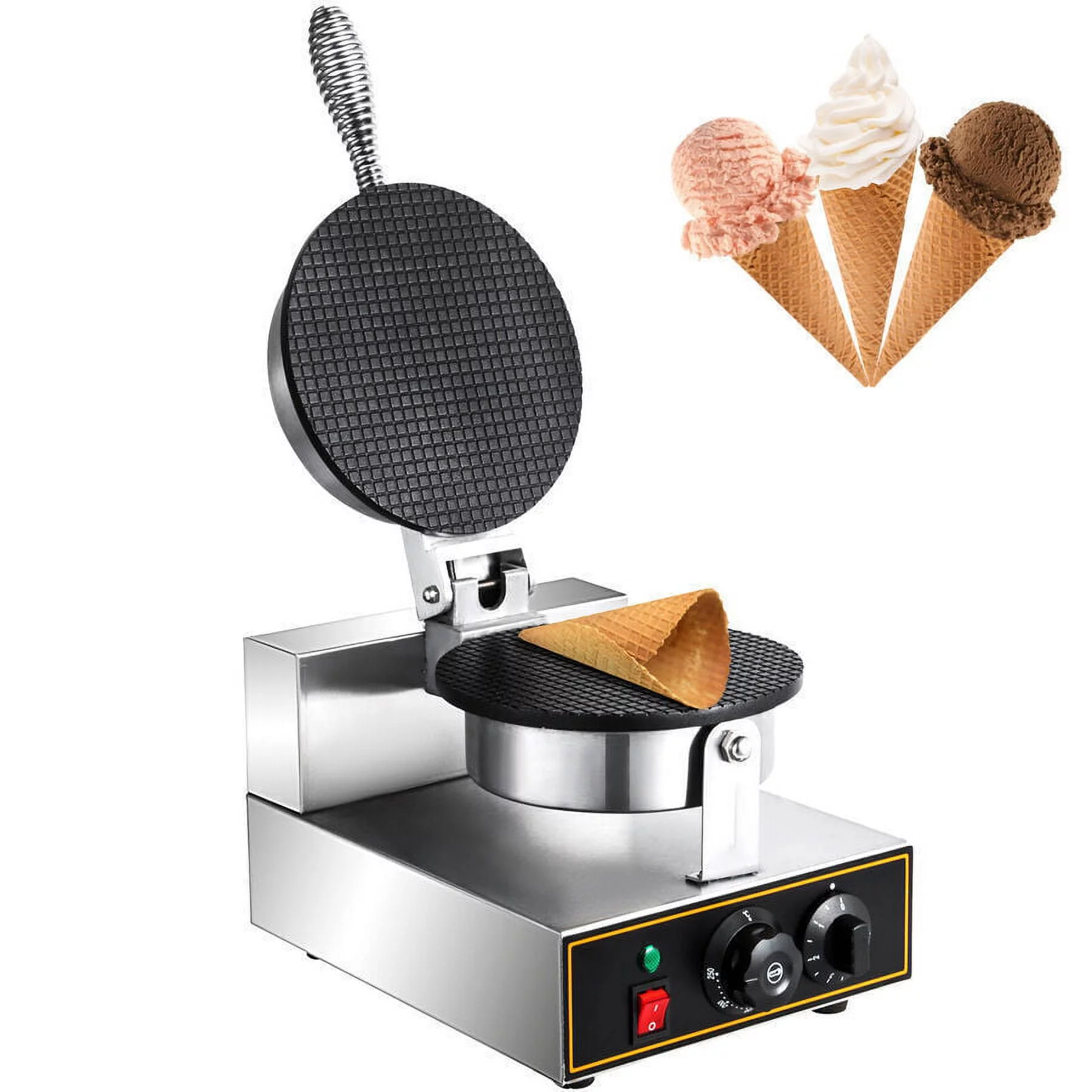 Commercial 110v Electric Nonstick Ice Cream Waffle Cone Baker Maker Machine