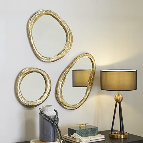 Deco 79 Aluminum Metal Abstract Room Wall Mirror Entryway Mirrors, Set of 3 Wall Mounted Mirrors 23