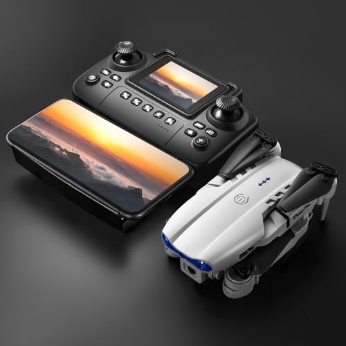 ikaufen E88 Drone with Built-in screen control, Camera for Adults RC Drone With 720P HD Dual Camera WiFi FPV Foldable Quadcopter Aircraft +1 Battery (E88 Dual camera Black)