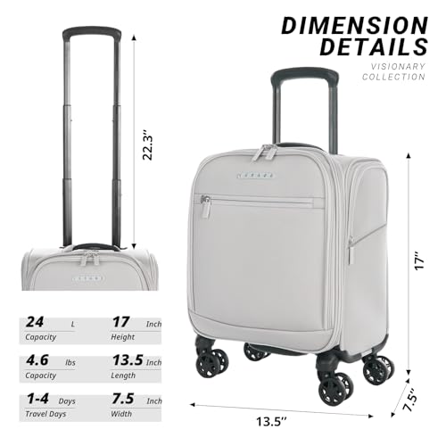 Verage Under Seat Luggage with Wheels, Softside Small Suitcase Spinner Carry On Luggage Bags for Airlines Airplanes Short Trip Men Women (Navy, 14-Inch Underseat)