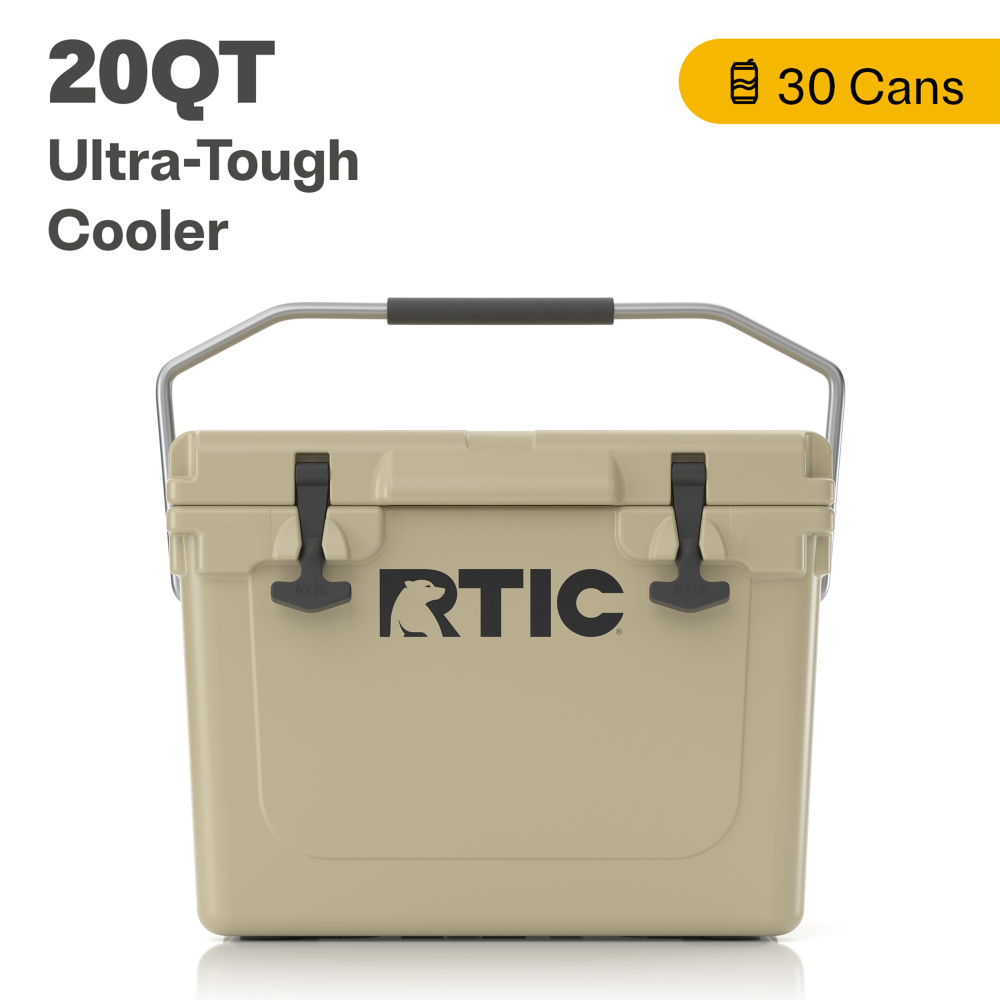 RTIC 20 QT Ultra-Tough Rotomolded Hard-Sided Ice Chest Cooler, Tan, Fits 30 Cans