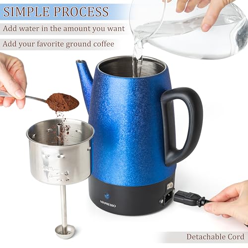 Mixpresso Percolator Coffee Pot Electric 10 Cup, Stainless Steel Coffee Maker, Coffee Percolator Electric With Keep Warm Function, 10 Cups Stainless Steel Percolator With Coffee Basket