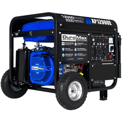 DuroMax XP12000EH 12,000-Watt Dual Fuel Portable Generator – Gas & Propane, Electric Start, Whole Home Backup Power, Transfer Switch Ready, RV & Emergency Ready