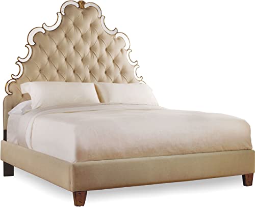 Hooker Furniture Bedroom Sanctuary Fabric Tufted King Bed in Bling and Natural