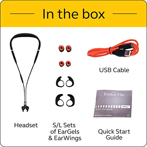 Jabra Evolve 75e MS Teams Bluetooth Wireless in-Ear Earphones with Mic - Noise-Canceling
