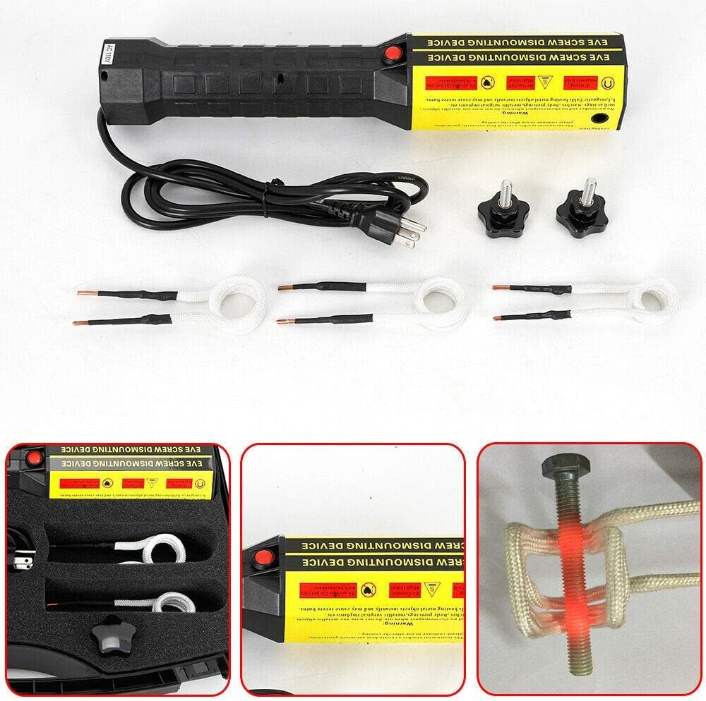 Mini Ductor Magnetic Induction Heater Kit 110V 3 Coils Bolt Heat Remover Disassembler Screw Tool Kit for Automotive Flameless Heat Repair Tool