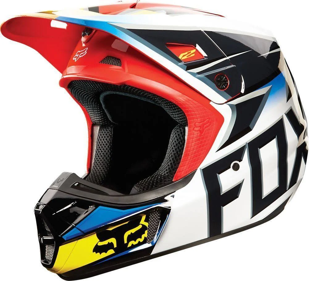 Fox Racing Race Mens V2 Motocross Motorcycle Helmet Black Red Small
