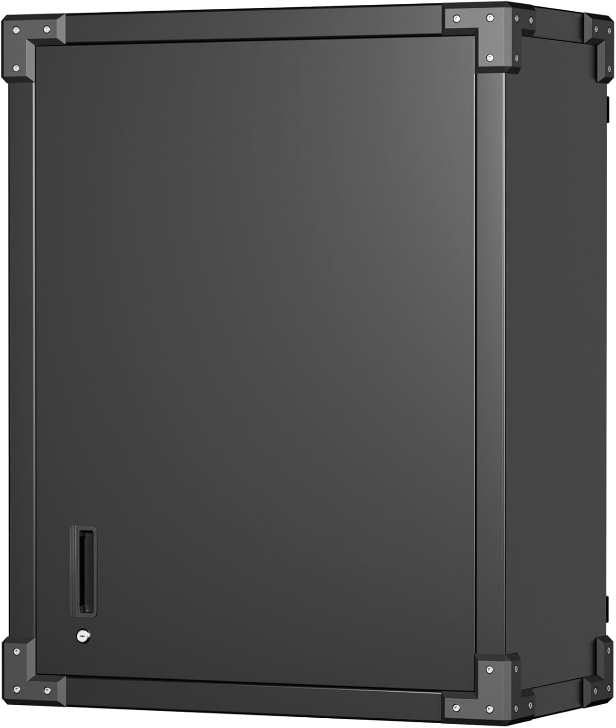 Metal Wall Cabinet, Wall-Mounted Locker with Locking Door and Adjustable Shelf, Metal Hanging Cabinet, Steel Garage Storage Cabinet for Home, Office and Tool Room, Black, Assembly Required