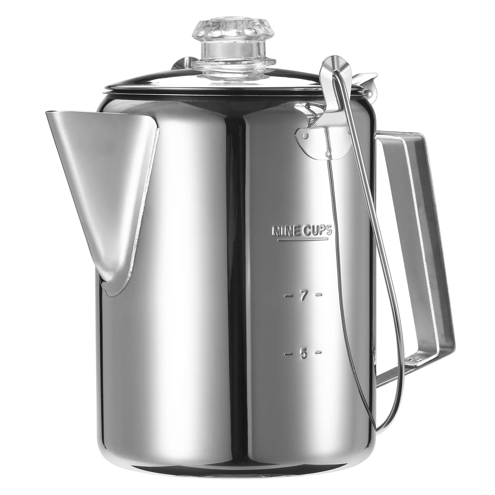 Tomfoto 1.2L  9 Cup Stainless Steel Percolator Coffee Pot Coffee Maker for Camping Home Kitchen