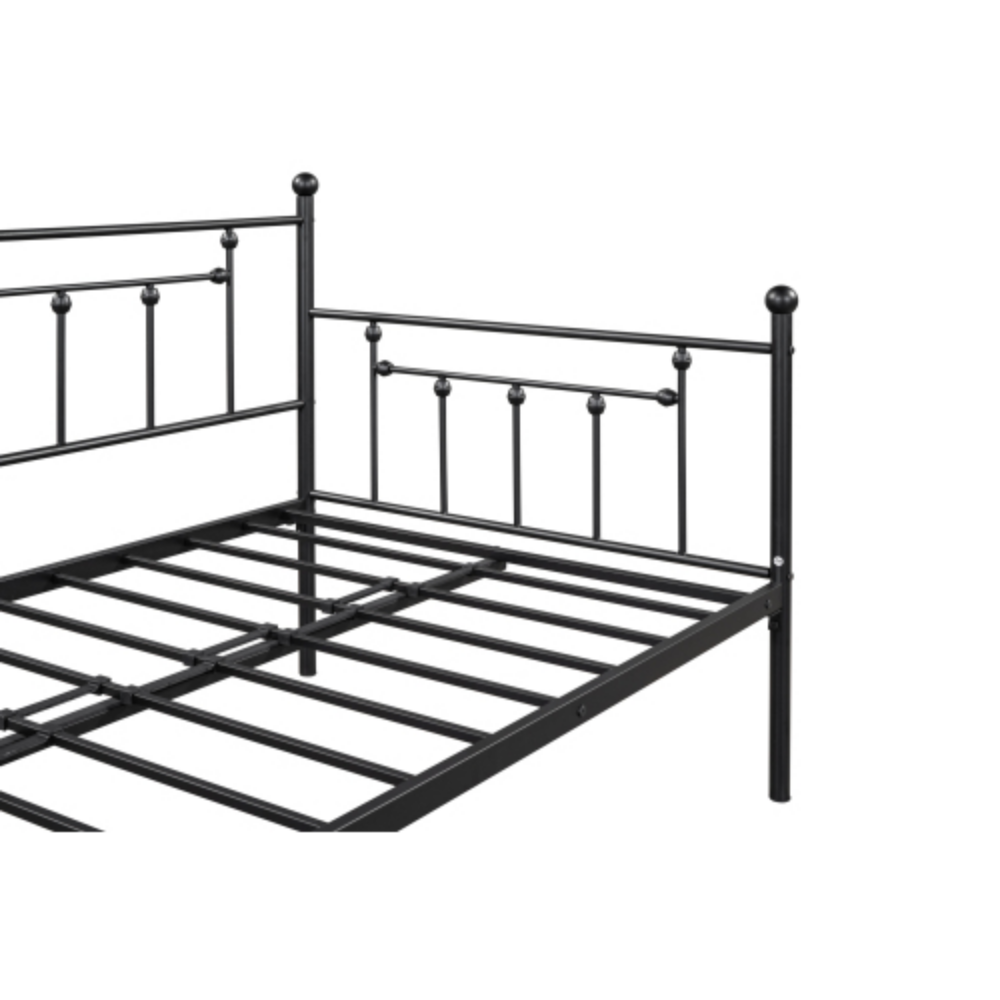 Daybed with Trundle Black + Metal
