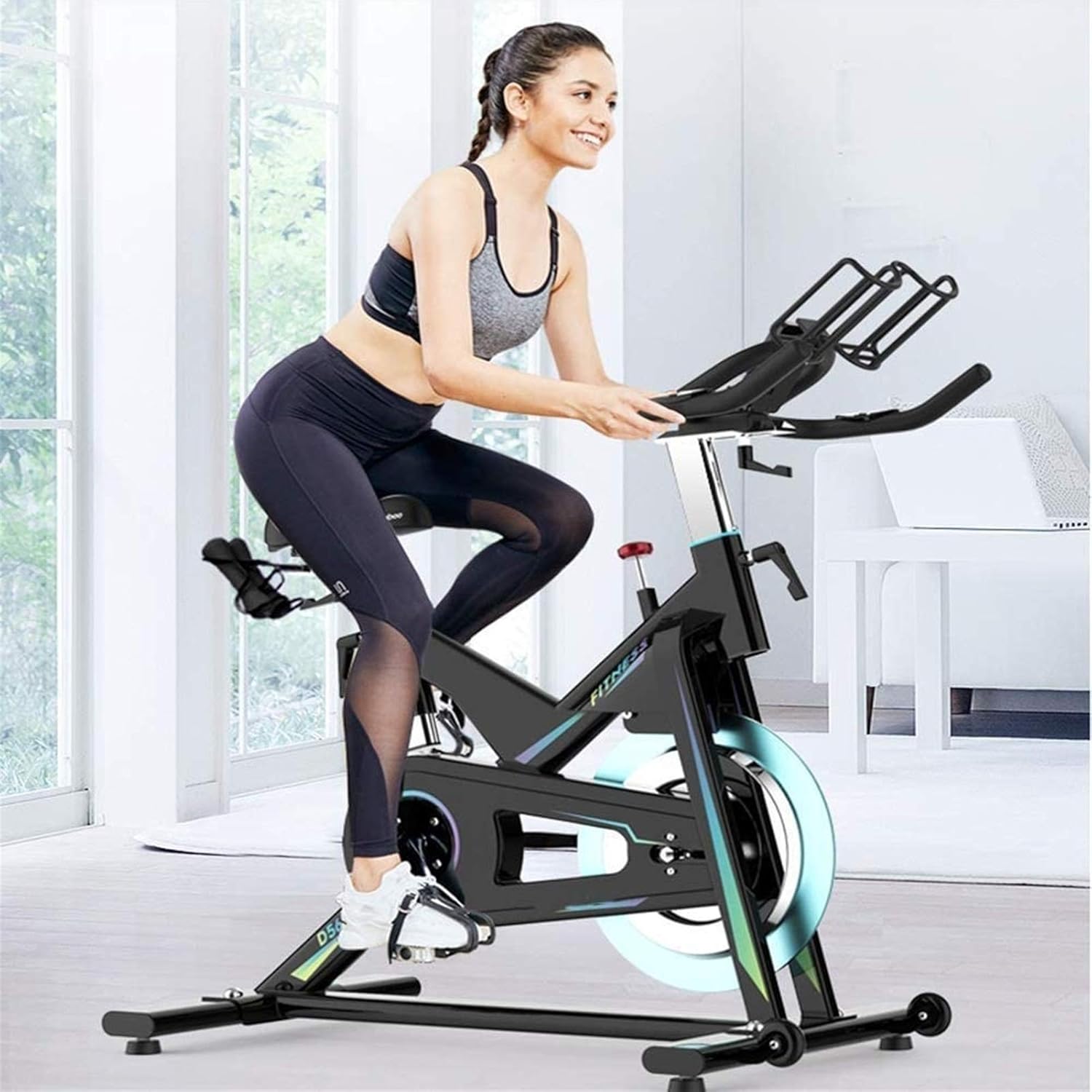 Cardio Machine, Indoor Cycling Bike Exercise Bikes Stationary Bike - with LCD Display Seat and Handle Adjustable - for Home Cardio Gym Workout