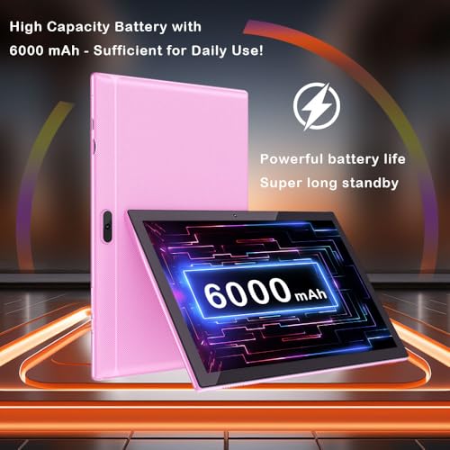 Tablet 2 in 1 Tablets 10 inch Android 14 Tablet Set with Keyboard Case Mouse Stylus Film, 8GB+64GB Tablets 10.1