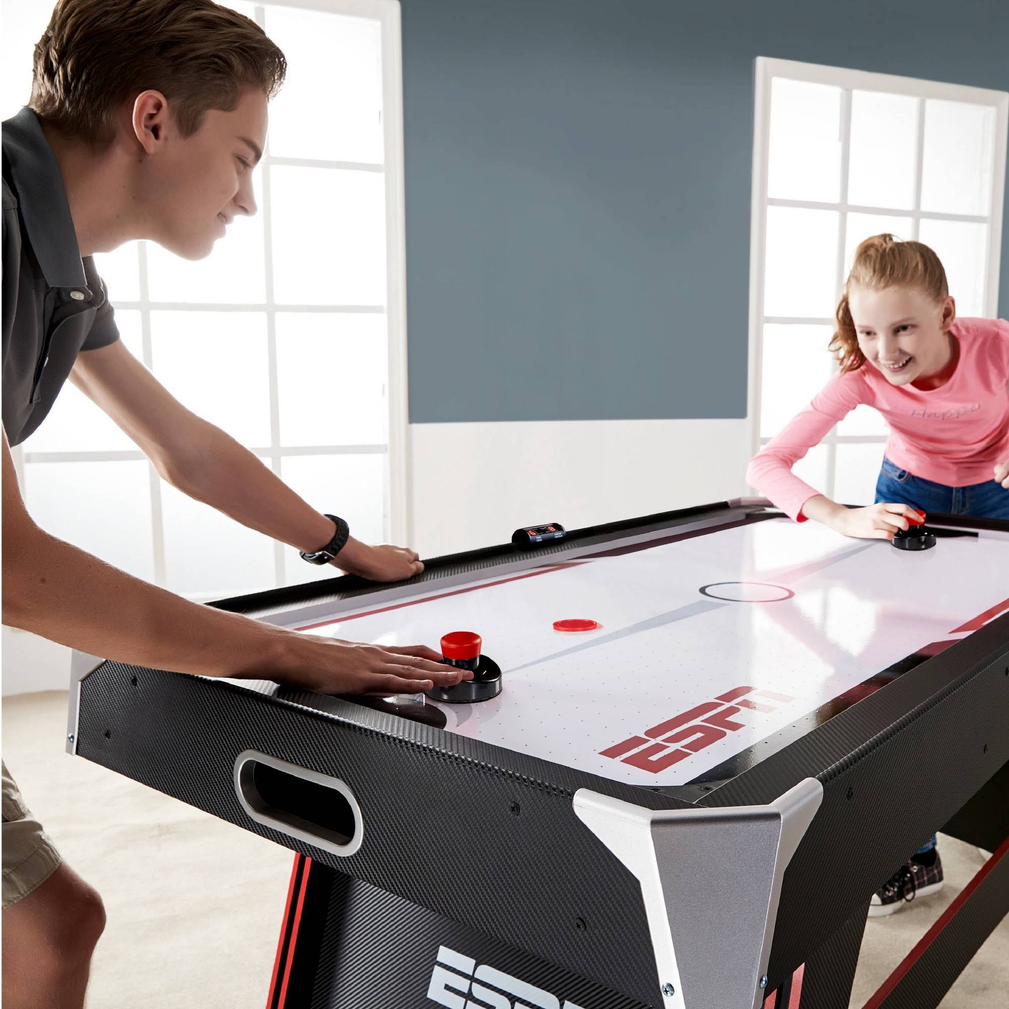 Espn - 5& Air Powered Hockey Table with LED Electronic Scorer