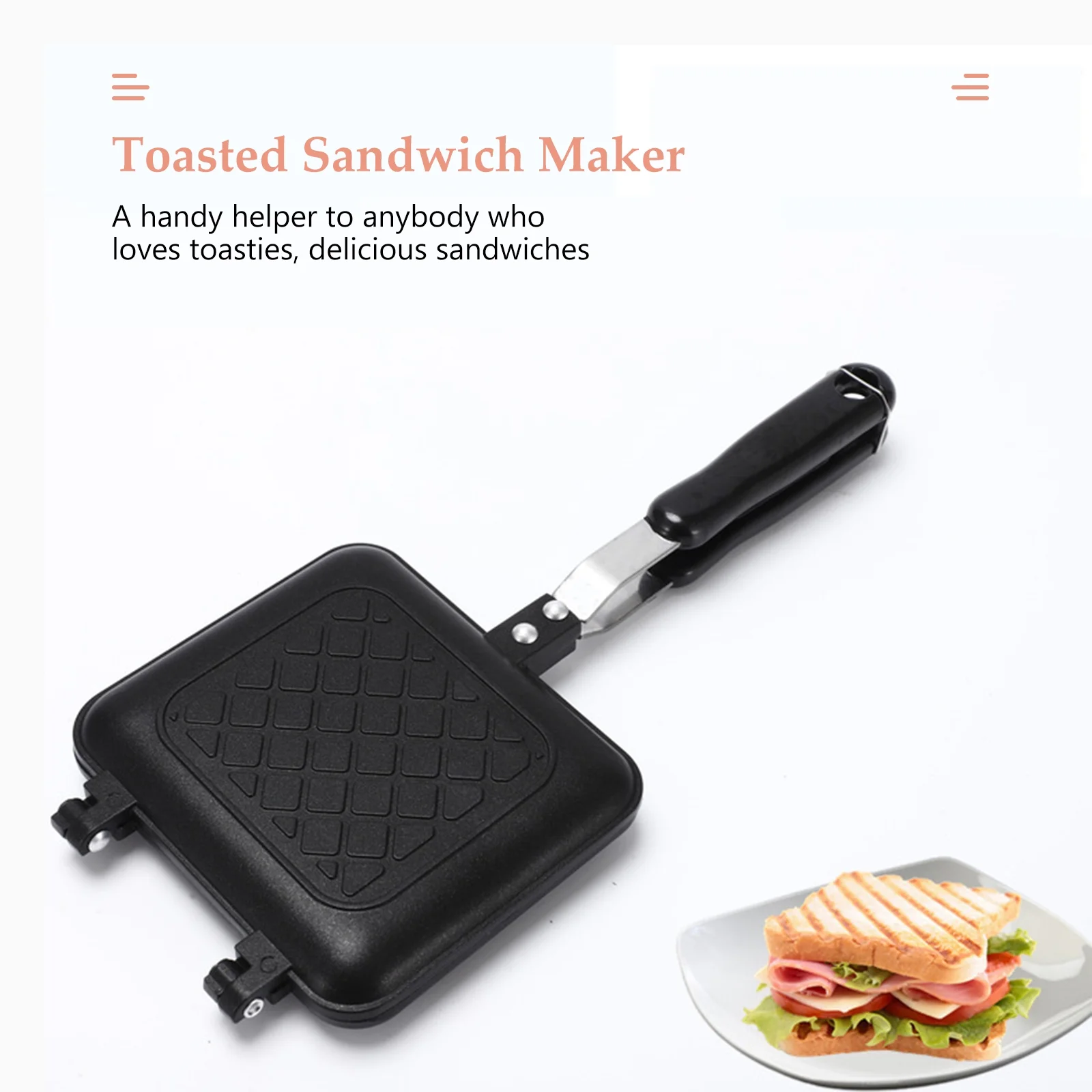 Gecheer Toasted Sandwich Maker Non-stick Grilled Sandwich Panini Maker With Insulated Handle Hot Sandwich Maker Grilled Cheese Machine