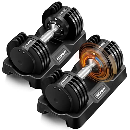 Adjustable Dumbbell Set, 25lb/55lb Free Weight Set Pair Fast Adjust Dumbbell Weight for Exercises,Dumbbells for Men and Women Home Gym Workout Equipment