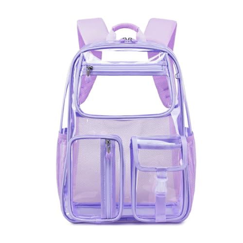 Heavy Duty Clear Backpack Clear BookBag,16 x11 x5inch TPU Large Capacity See Through Backpack for Sport Events,Travel (Black)