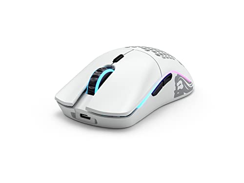 Glorious Gaming - Model D 2 Wireless Ergonomic Mouse, Superlight 66g, up to 210 hr Battery Life, 26K Optical Sensor, 6 Programmable Buttons, 80 Million Clicks, FPS, MMO, MOBA, Battle Royale (White)