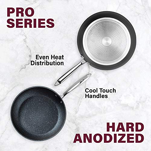 Granite Stone Professional Frying Pan Set, Hard Anodized Ultra Nonstick 10” & 11.5” Pro Chef’s Skillet Set, Durable Granite Surface Coated 3x and Infused with Minerals & Diamonds, Induction Capable…