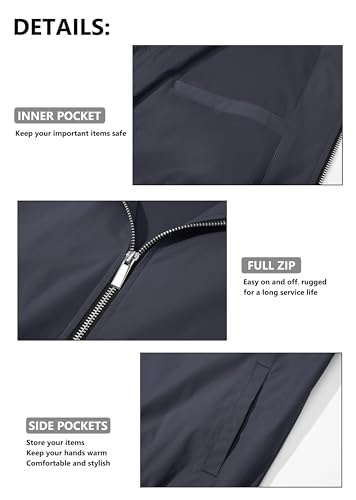 MAGCOMSEN Men's Bomber Jacket Lightweight Jacket Full Zip Light Windbreaker Casual Stylish Golf Jackets