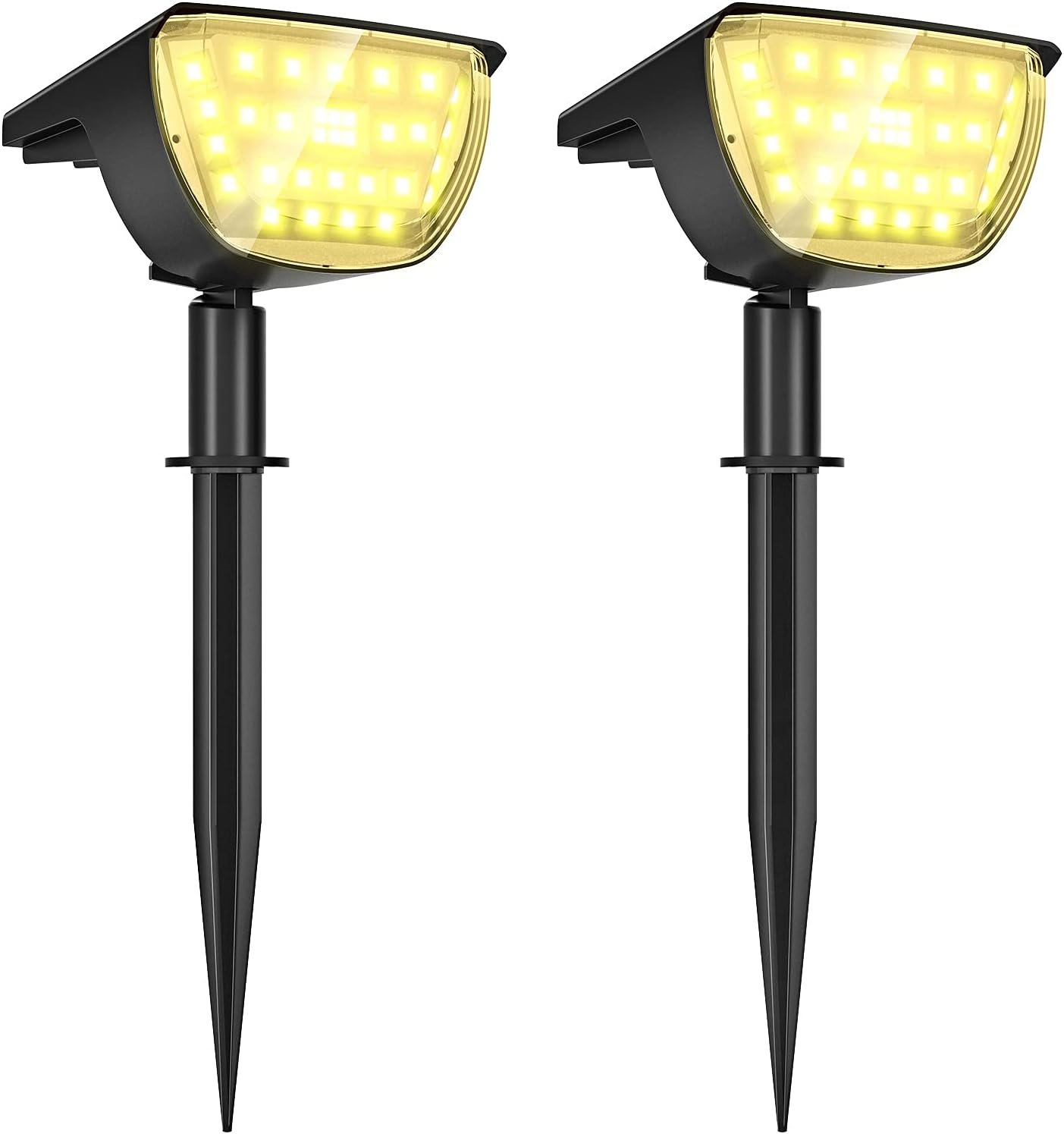 JIOR Solar Landscape SpotLights Outdoor 32 LED IP65 Waterproof Solar Powered Wall Lights 2-in-1 Adjustable Wireless Lights for Garden Yard Driveway Walkway Pool Patio 4 Pack (Cold White)