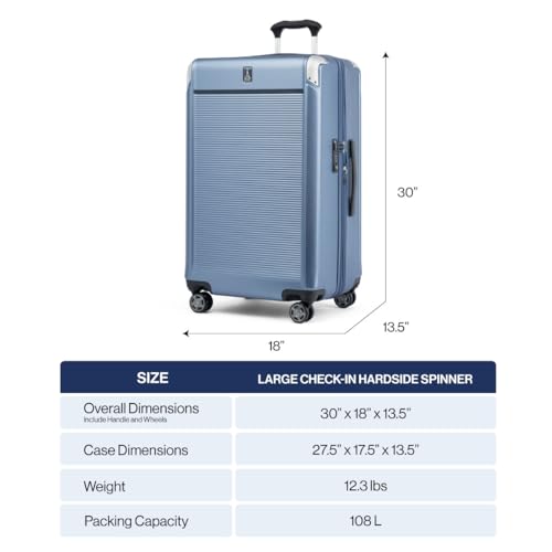 Travelpro Platinum Elite Hardside Expandable Checked Luggage, 8 Wheel Spinner, TSA Lock, Hard Shell Polycarbonate Suitcase, True Navy Blue, Checked Large 28-Inch