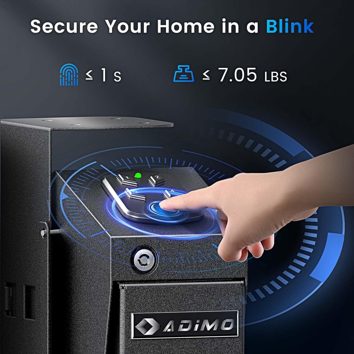 Gun Safe, Biometric Pistol Safe Fingerprint Quick Access Drop Down Single Mount Gun Safe with Keypad Lock and Key Lock, for Nightstand Wall Mount Bedside Desk Vehicle Bed