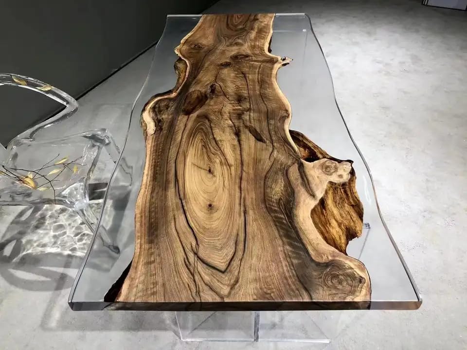 Custom Made Live Edge with Clear Resin Table Epoxy Dining Table Coffee Table End Table Bar Counter Top Living Room Table Wall Art Wooden Table (16.5