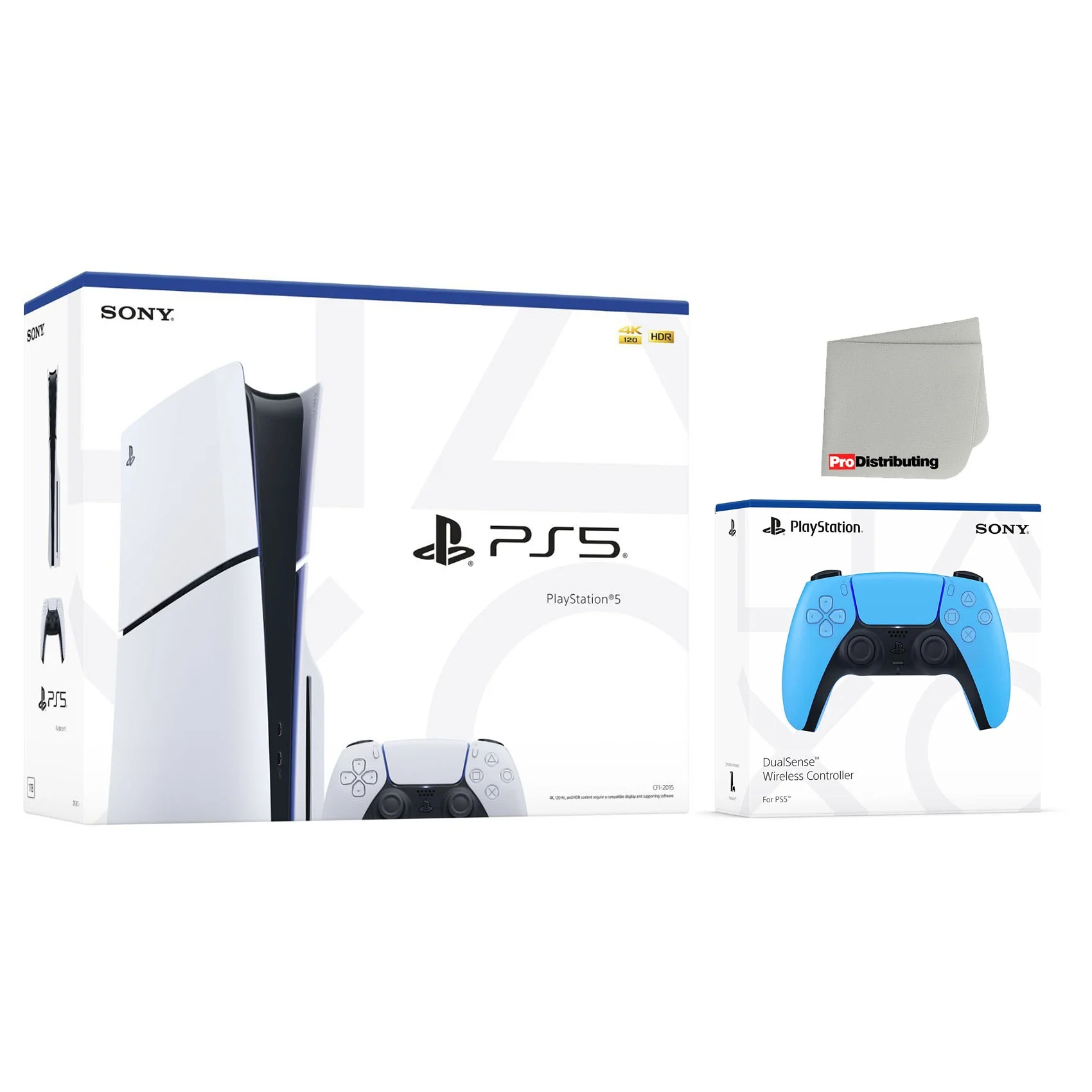 Sony PlayStation 5 Slim Disc PS5 Video Game Console with Extra Starlight Blue Controller