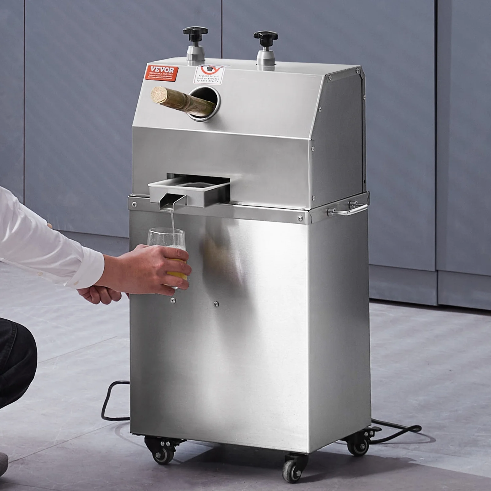 SKYSHALO 750W Electric Sugar Cane Juicer 661LBS/H Output 3 Rollers 2.4