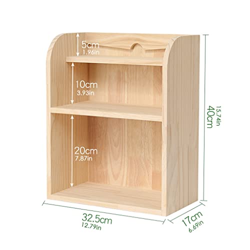 Storage Shelves Desktop Bookshelf Small Storage Rack Simple Desk Rack Wood Double-Layer Storage Rack for Book and Magazine File Storage and Storage Office Organization