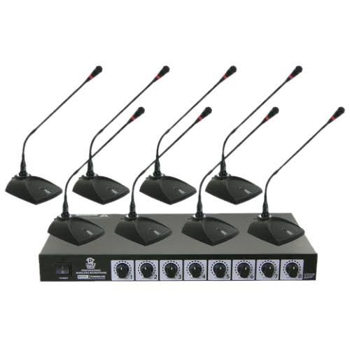 Pyle Pdwm8300 Professional Conference Desktop VHF Wireless Microphone System, Black