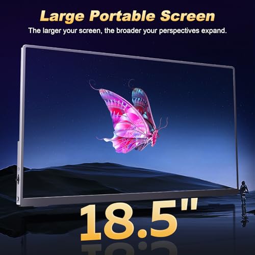 18.5 Inch Large Portable Monitor, 120Hz 1080P FHD IPS Portable Gaming Travel Screen Display for Laptop/Phone/Xbox PS4/5, 125% sRGB, Dual Speakers, VESA & Smart Cover