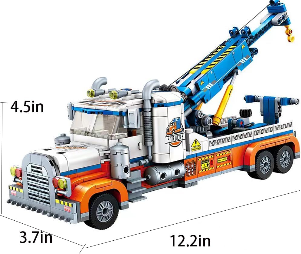 Tow Truck Building KIt,City Crane Construction Vehicles Building Block Set, 781 Pcs Compatible with Lego Set, City Tow Truck and Trailer Great Gift for Boys and Girls Ages 6+