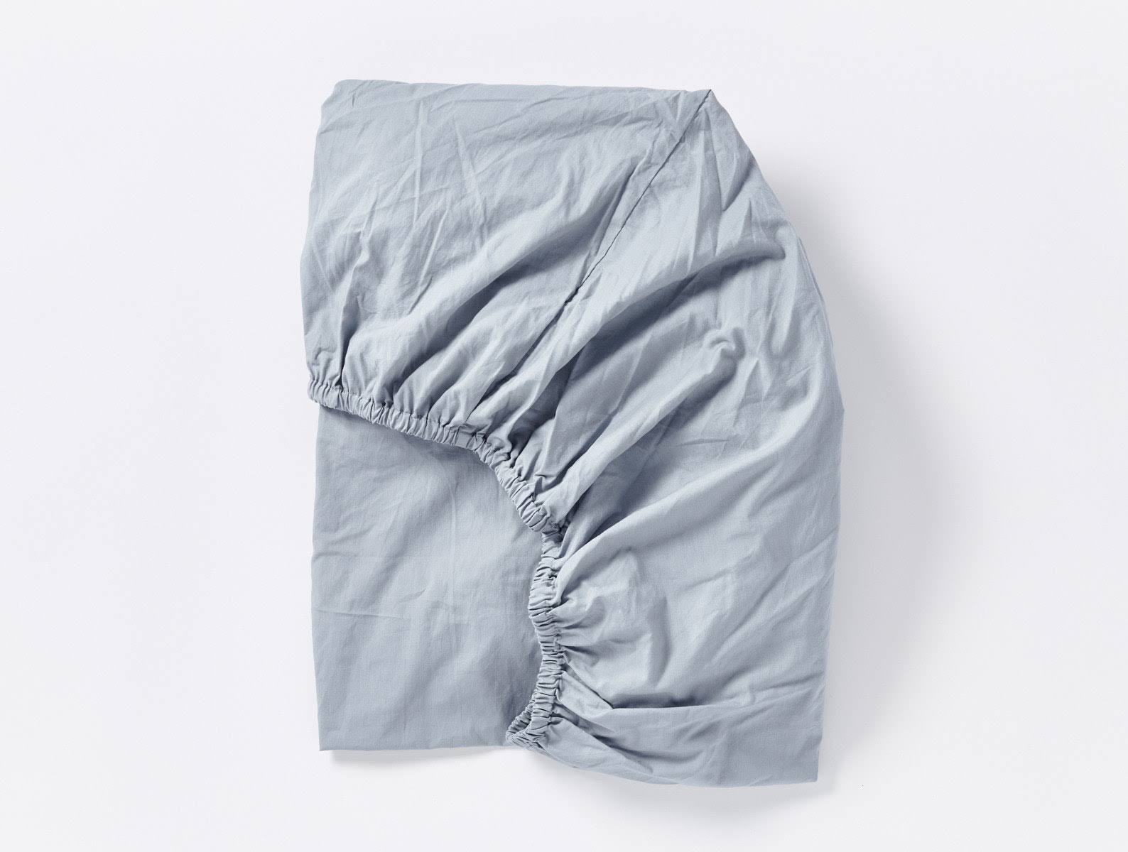 Coyuchi | Organic Crinkled Percale Fitted Sheet King Steel Blue