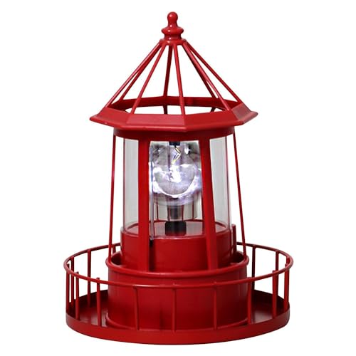 Solar Lighthouse Rotating Light, 360 Degree Rotating Lamp Waterproof Statue Rotating Lights, Courtyard Decoration Waterproof Garden Smoke Towers Statue Lights for Lawn Patio Pond Yard Decor