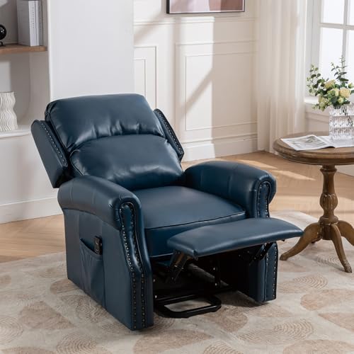 Oversized Power Lift Recliner Chair with Heat and Massage, Leather Power Recliner Chair with USB Port and Cup Holders, Big Large Recliner Chair for Seniors