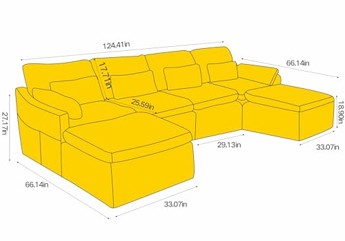 Modular Sectional Sofa, Cloud Couches with Fluffy Corduroy, Convertible U Shaped Couch with Ottomans, Comfy Oversized 4 Seater Sofa Couch Set with Chaise for Living Room