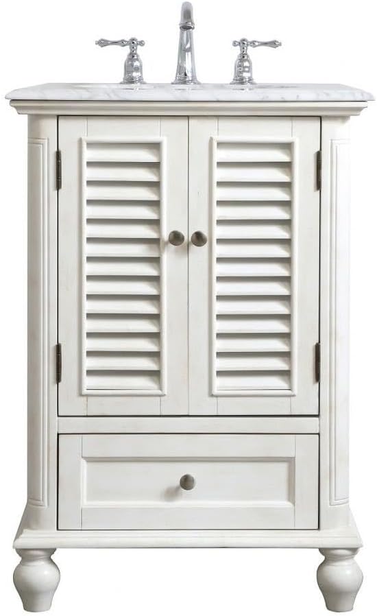 24 inch 1 Drawer Single Bathroom Vanity Sink Set-Antique White Finish 779-Bel-3352459
